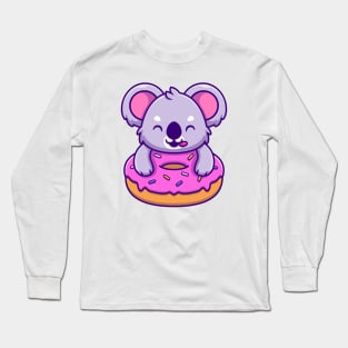 Cute Koala Eating Donut Long Sleeve T-Shirt